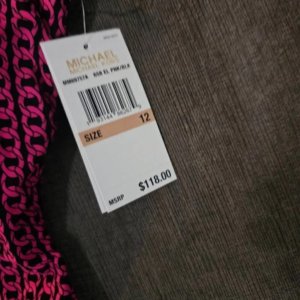 Michael Kors Black Pink Chain Pattern One Shoulder Cutout One Piece Swimsuit 12